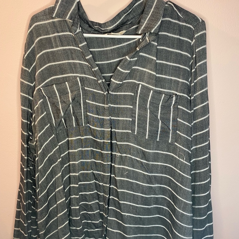 Soft Striped Long Sleeve Button Up